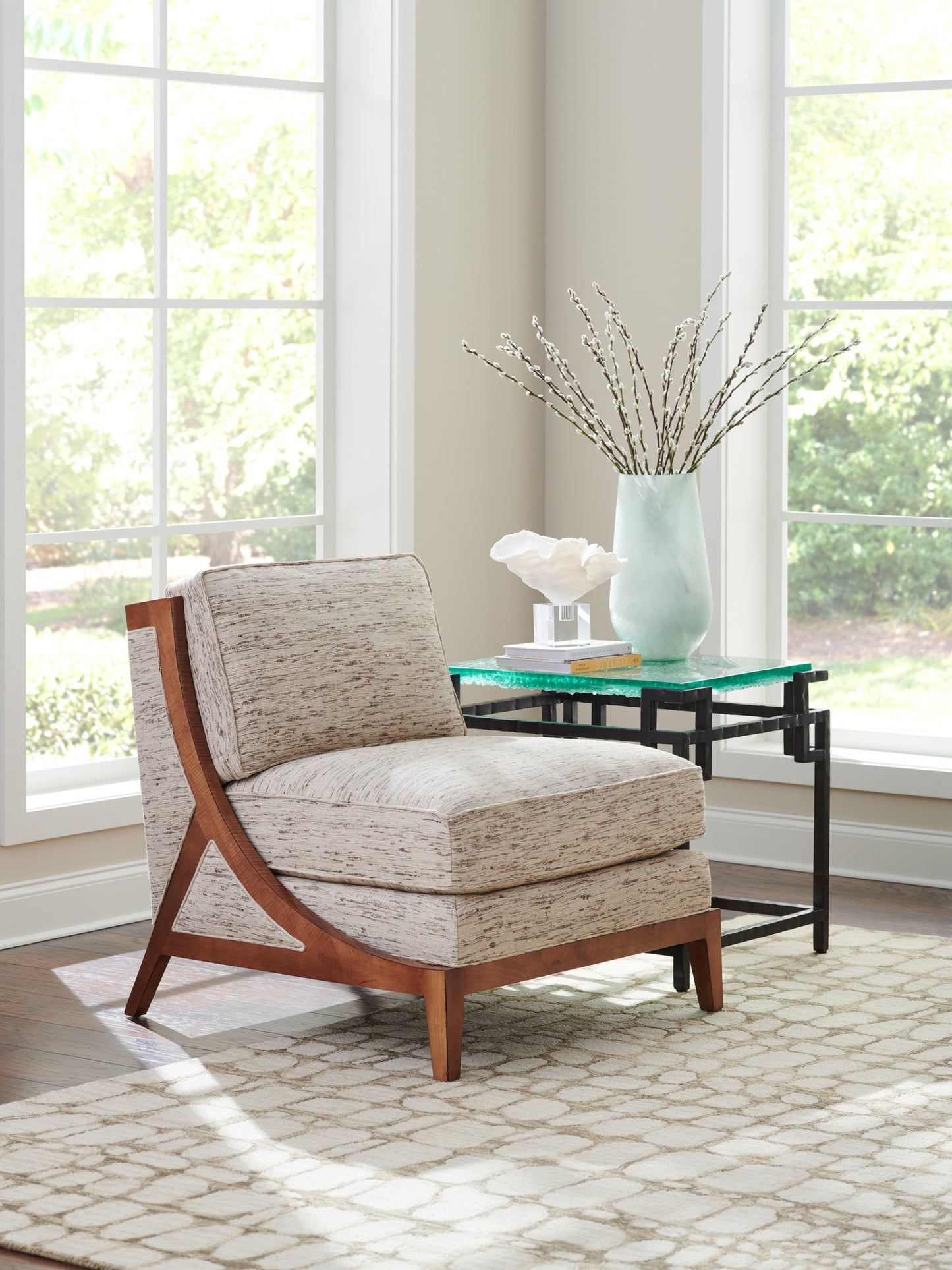 Island Fusion Hermes Reef Glass Top End Table