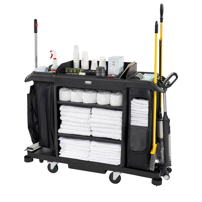 Full Size Housekeeping Cart with Accessory Bundle