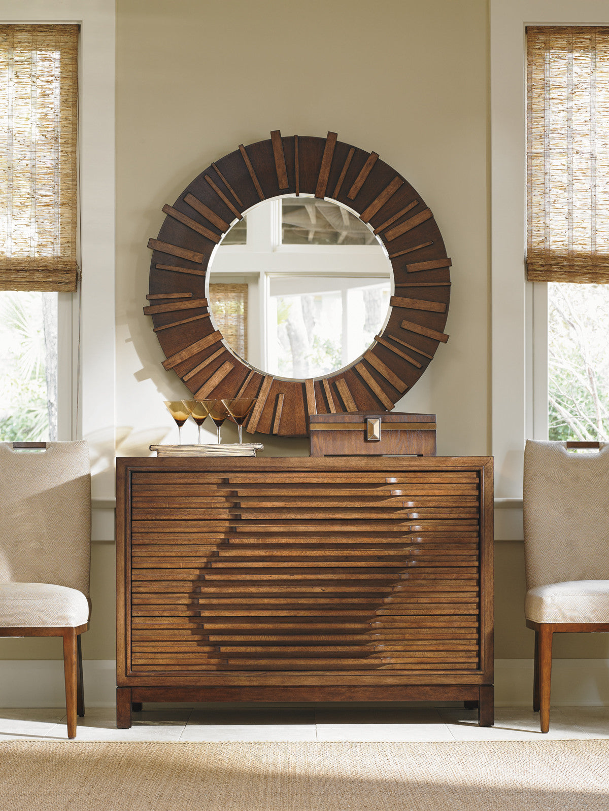 Island Fusion Kobe Round Mirror by Tommy Bahama