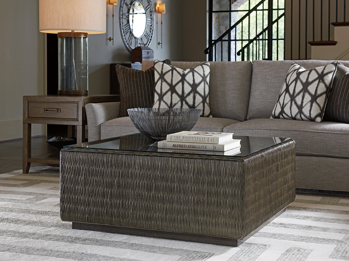 Seawatch Woven Cocktail Table Tempered Glass Top