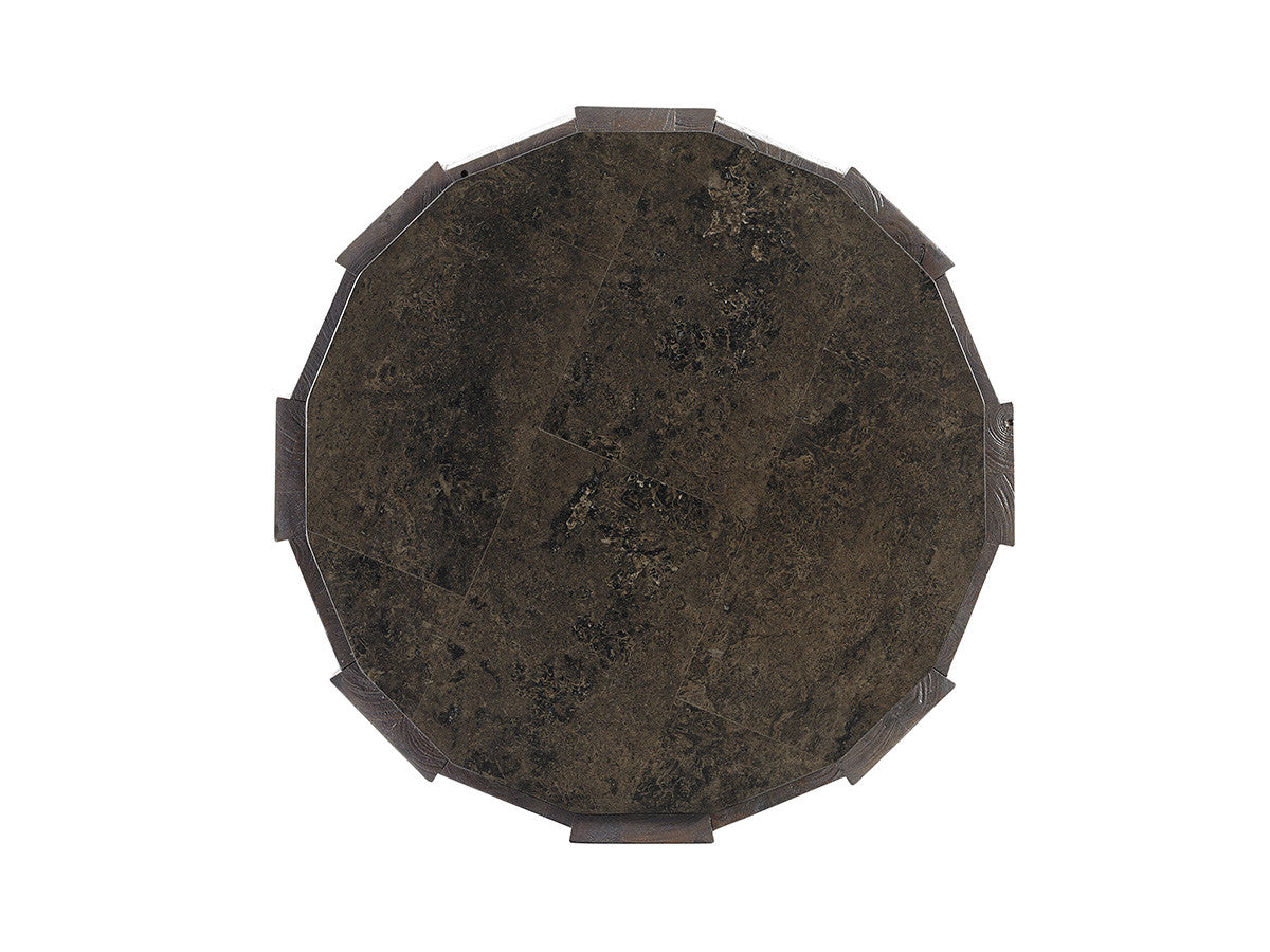 Everett Round Travertine End Table