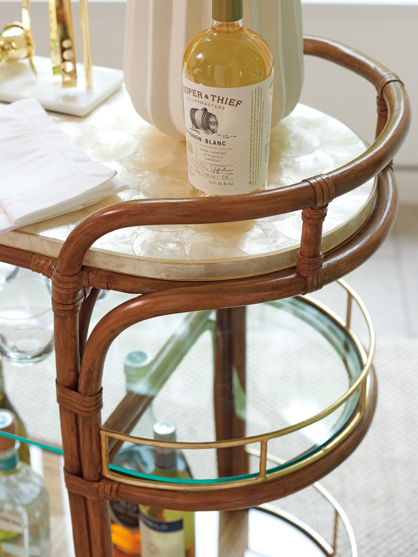 Palm Desert Toscana Rattan Mobile Bar Cart By Tommy Bahama
