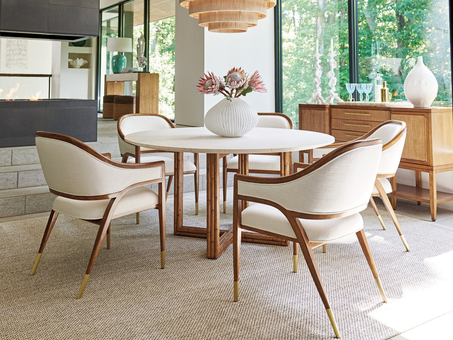 Palm Desert Woodard Marble Top Dining Table