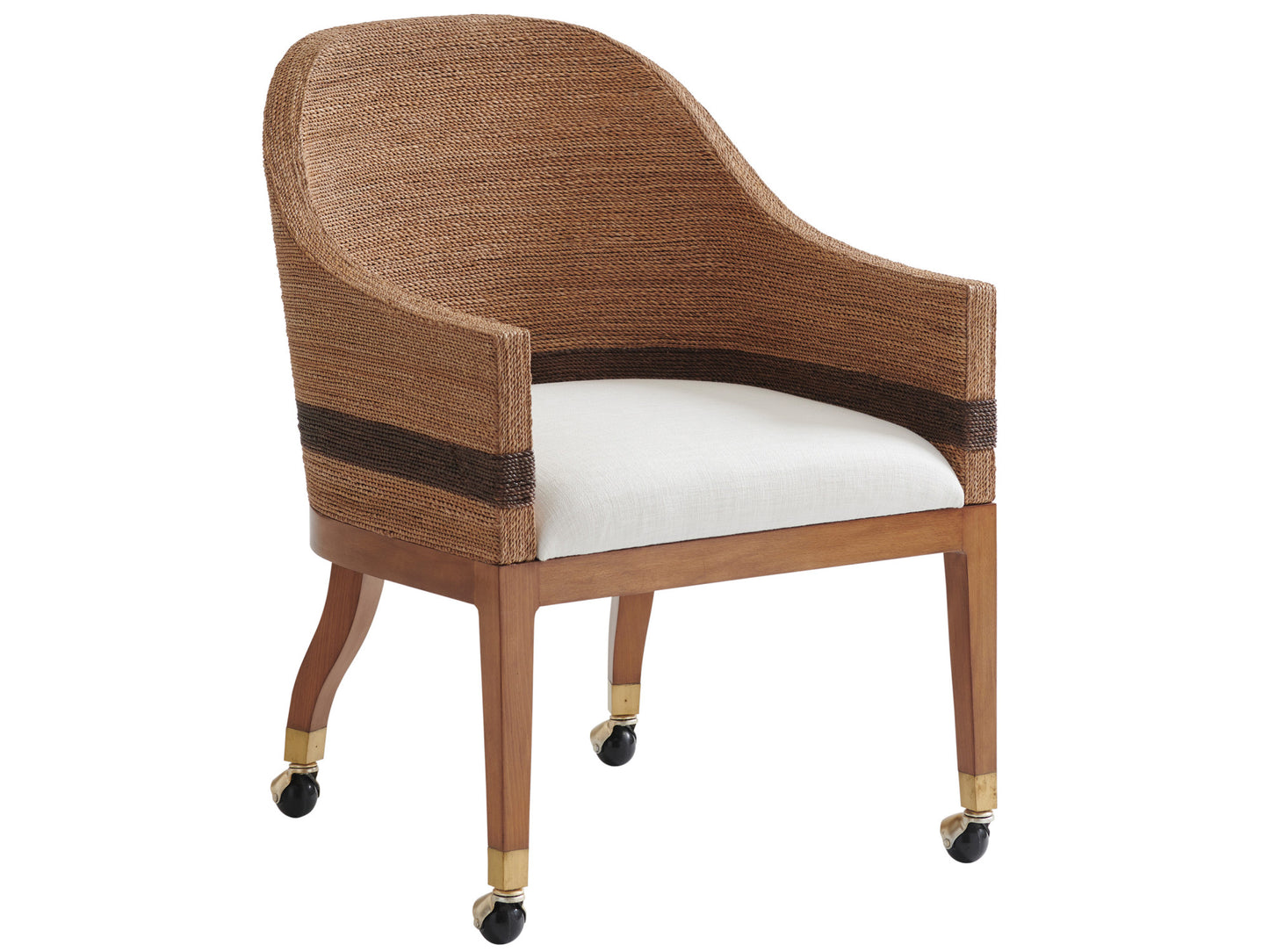 Palm Desert Dorian Woven Arm Chair With Casters