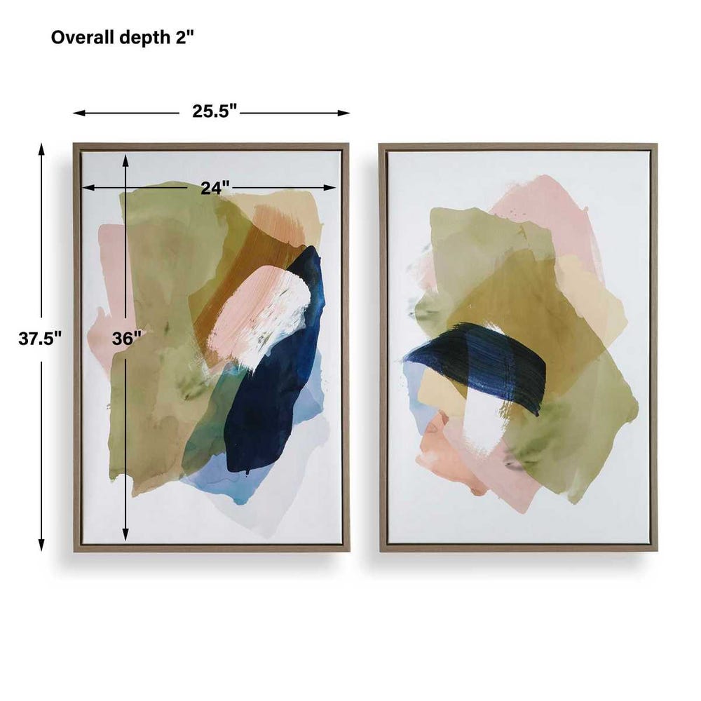 Abstract Afternoon Framed Canvases, Set of 2
