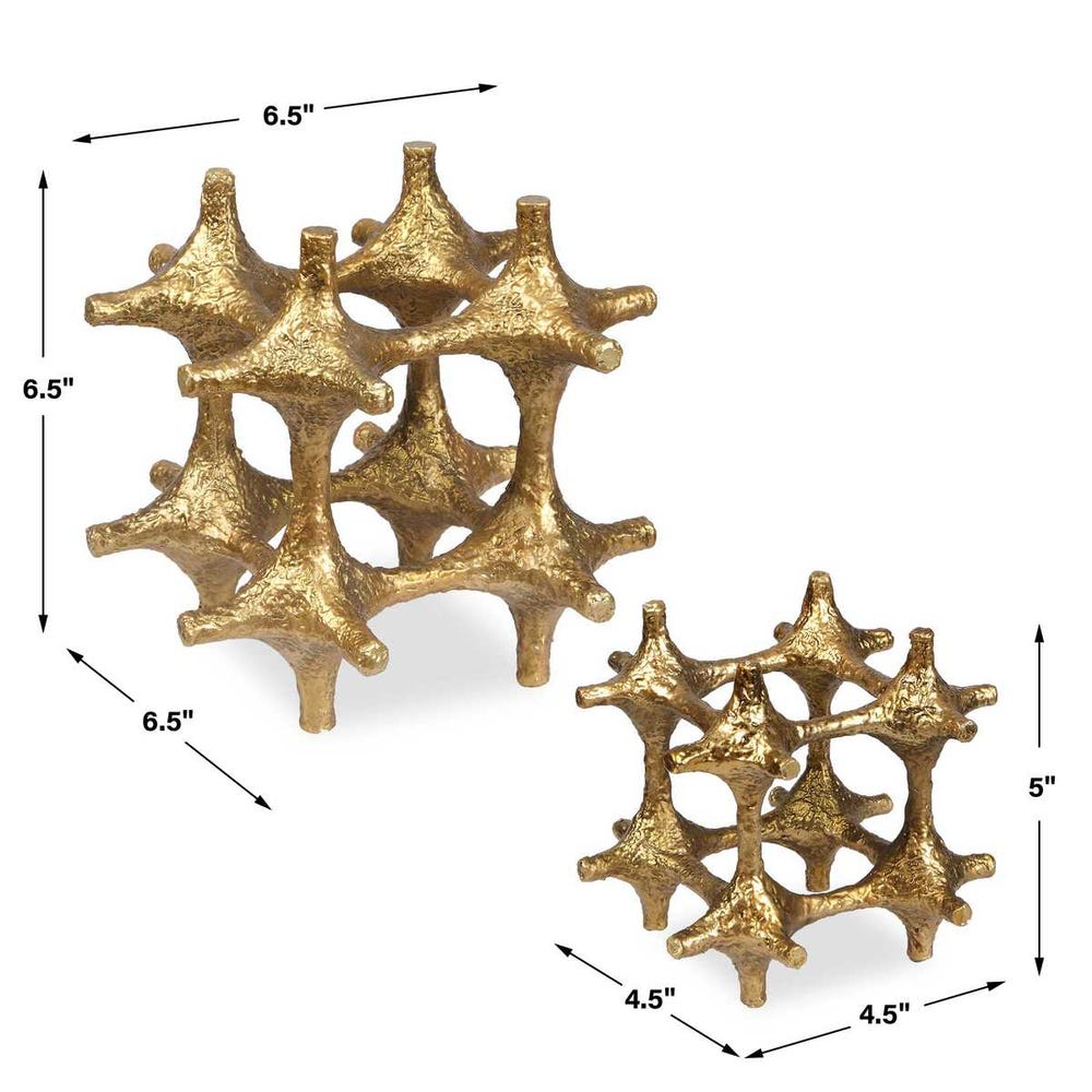 Gilded Connection Sculptures, Set of 2