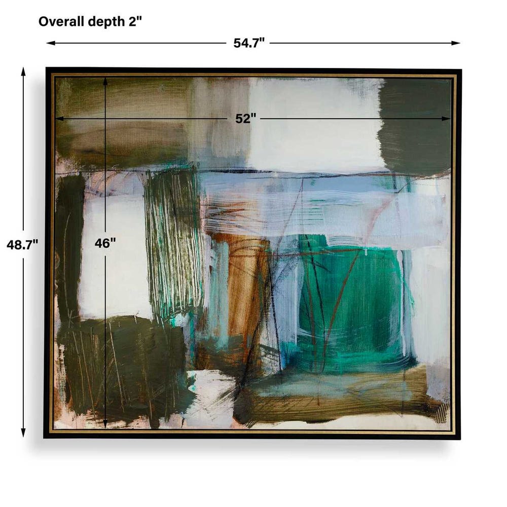 Green Fields Framed Canvas