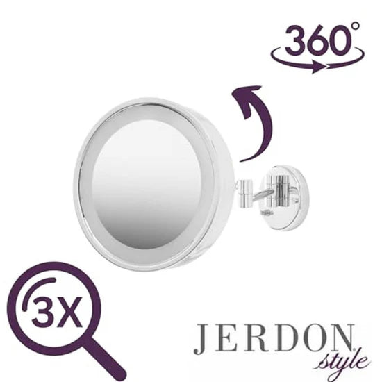 Jerdon Style 9.75" 3X Lighted Mirror