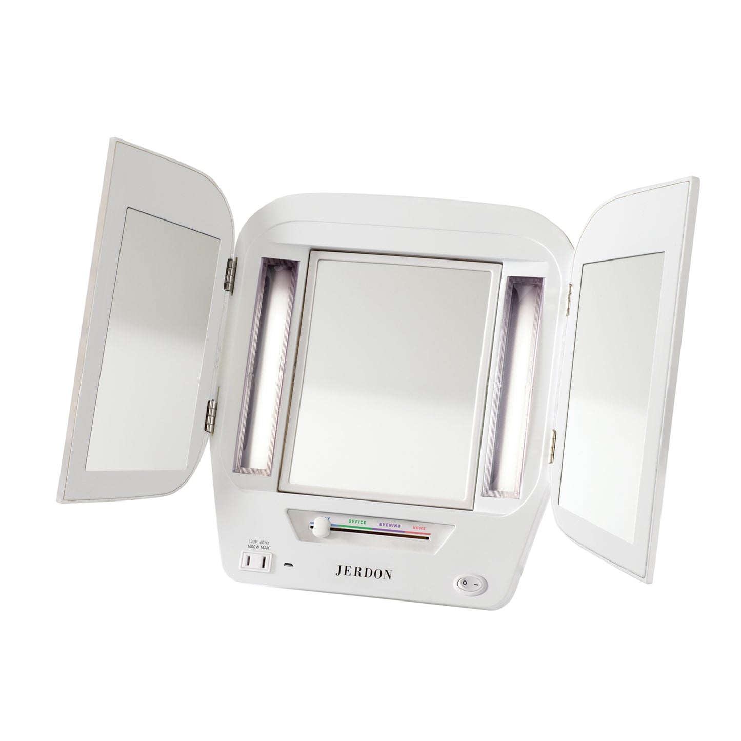 Jerdon Style Tri-Fold Euro Design Makeup Mirror with LED Lighting