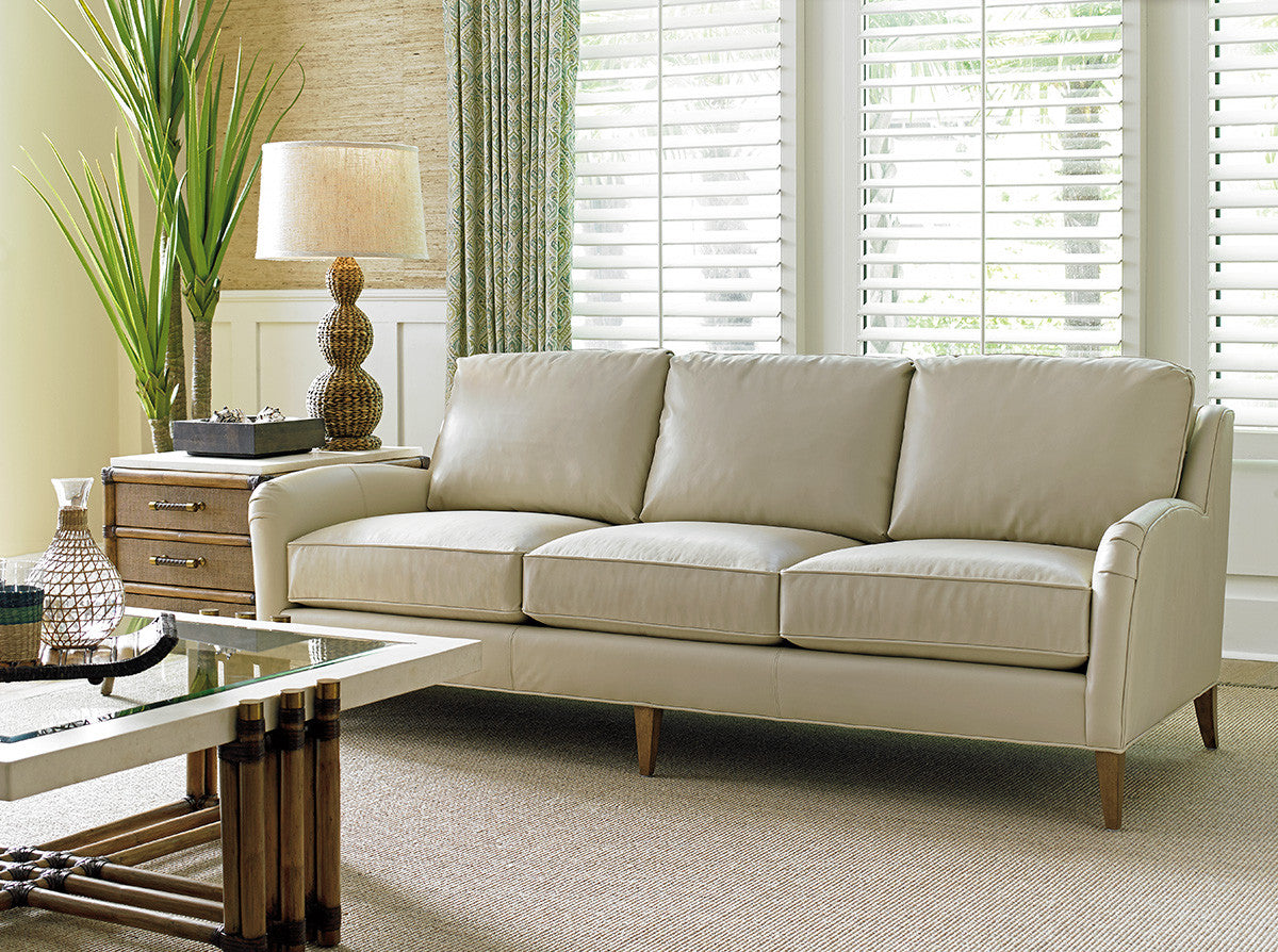 Twin Palms Coconut Grove Leather Sofa By Tommy Bahama