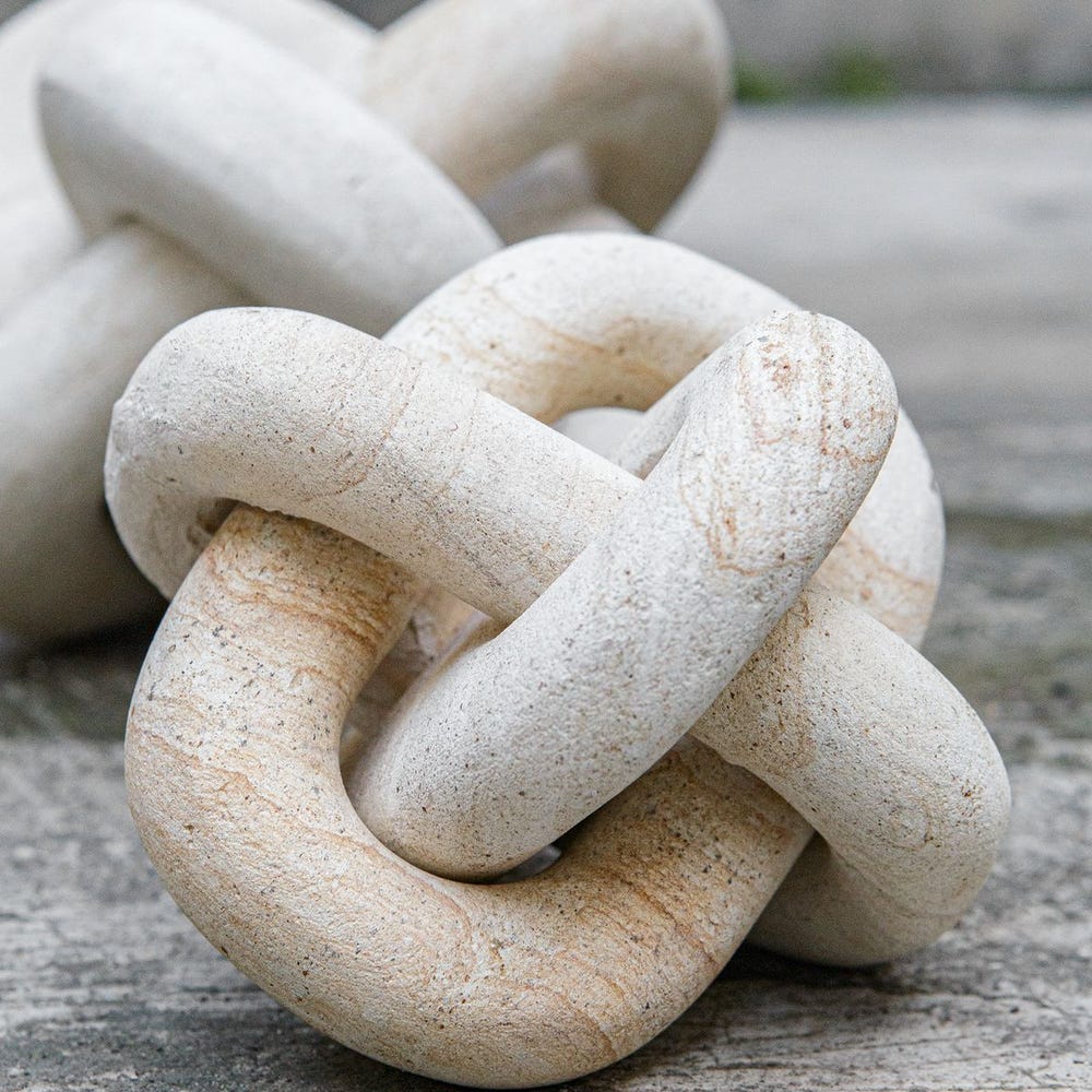 Limestone Link Indoor-Outdoor Sculptures, Set of 2