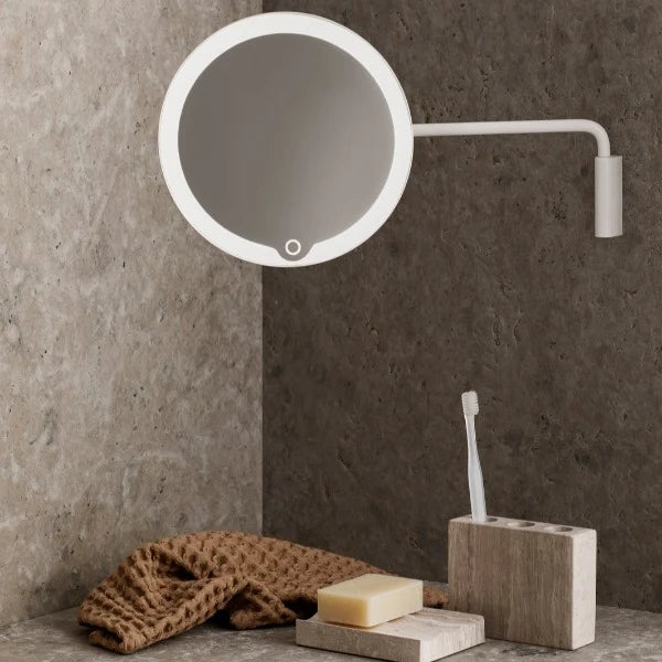 MODO Wall Mounted LED Magnifying Vanity Makeup Mirror - Rechargeable - TI-Coated Stainless Steel