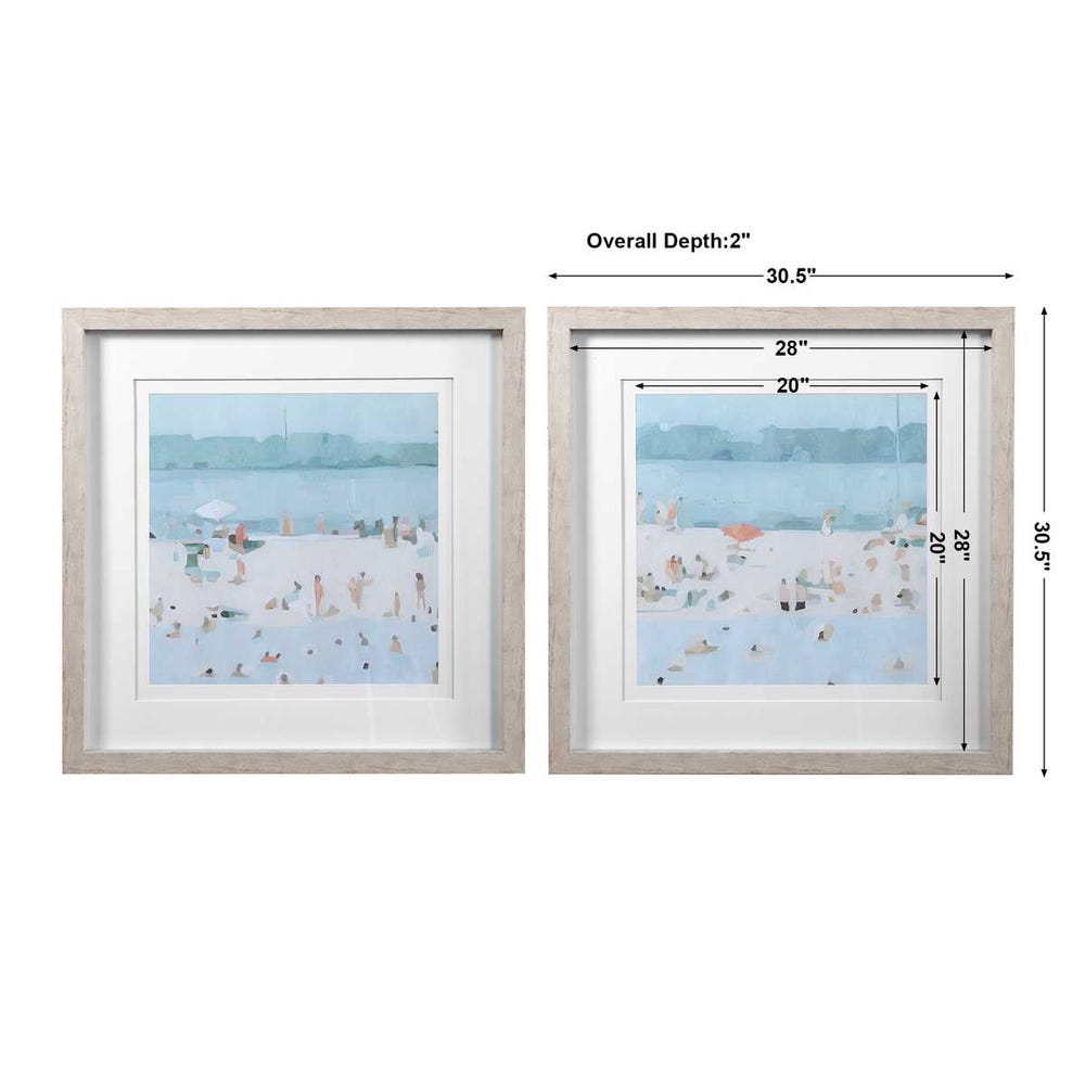 Sea Glass Sandbar Framed Prints, Set of 2