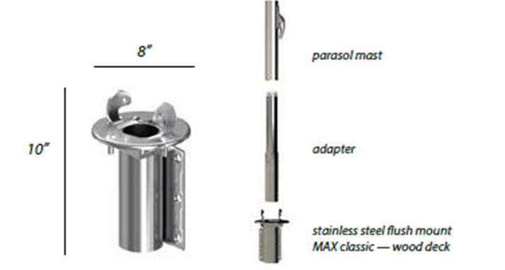 Tuuci Stainless Steel Flush Mount Anchor for Max Classic - Wood Deck