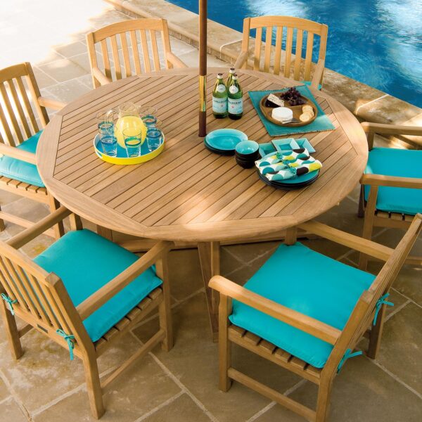 Teak 67" Round Dining Table
