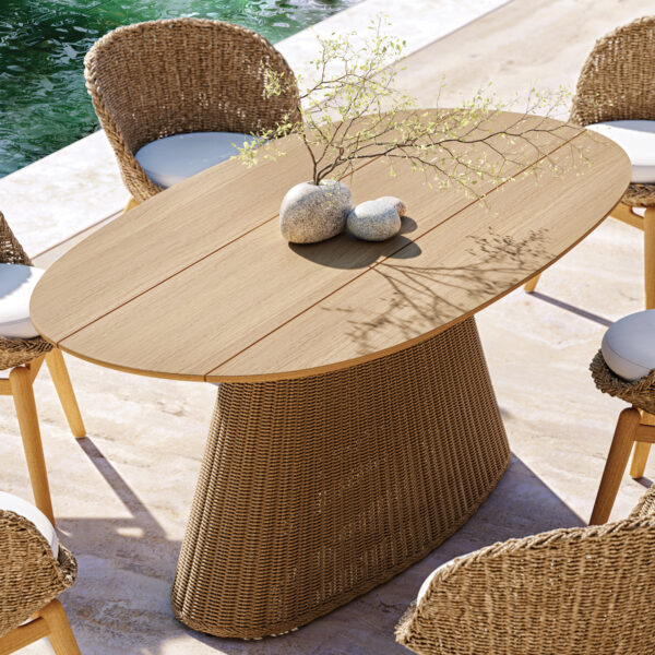 Tulle 76" Oval Dining Table - Teak