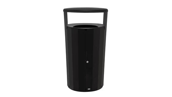 Rubbermaid Resist® Round Waste Container, Textured Black/Black Gloss