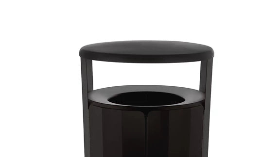 Rubbermaid Resist® Round Waste Container, Textured Black/Black Gloss