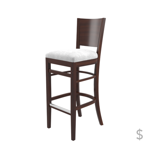 Carlo Armless Wood Barstool W/Uhp Seat, Wood Back, Dble Layer Stretchers