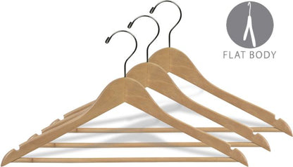 17" Natural Wood Suit Hanger W/ Suit Bar & Notches