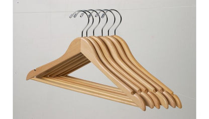 17" Natural Wood Suit Hanger W/ Suit Bar & Notches
