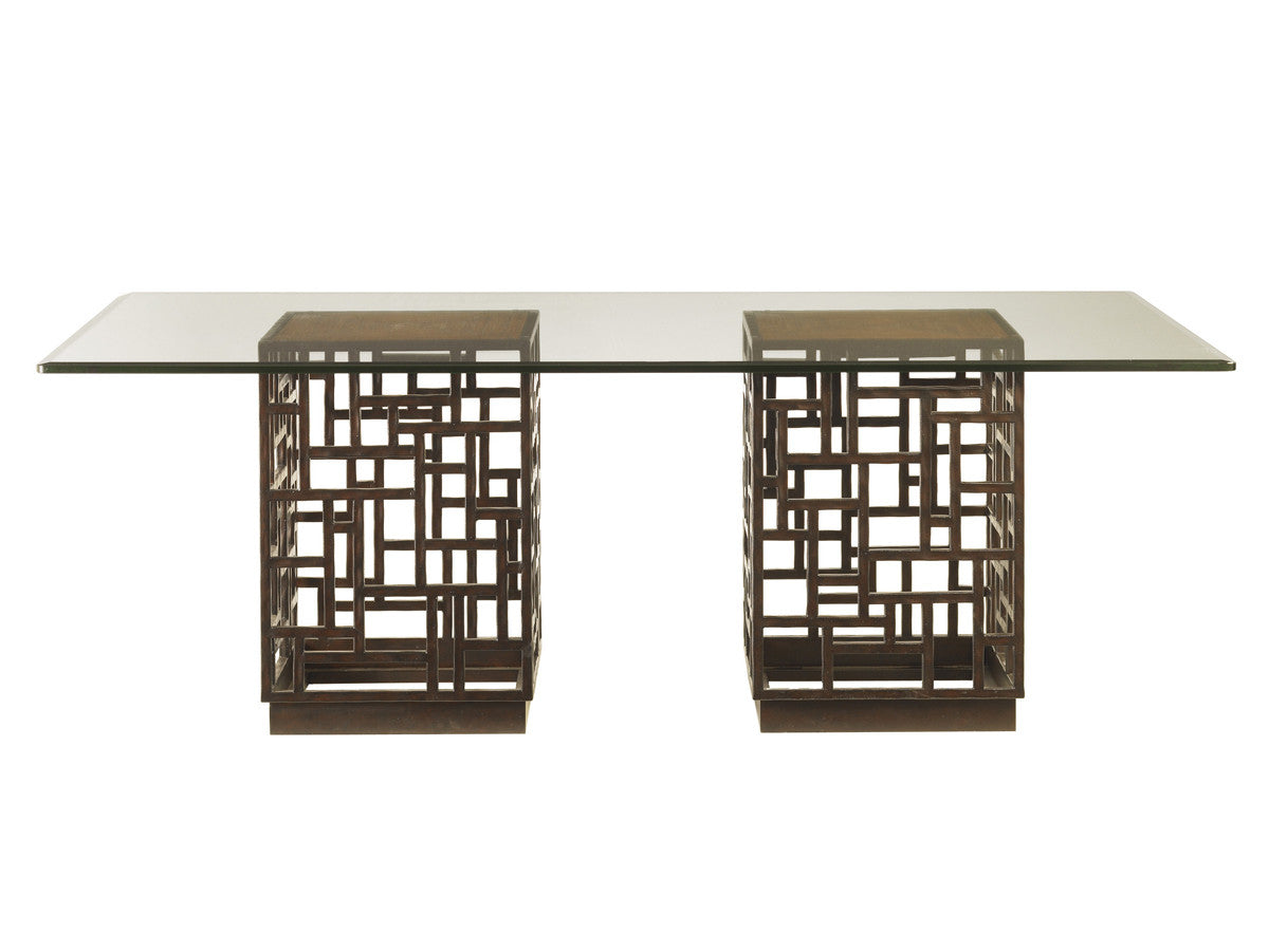 Ocean Club South Sea Dining Table With 84 X 48 Inch Glass Top By Tommy Bahama