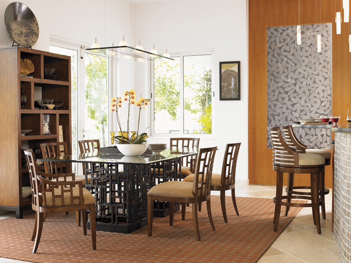 Ocean Club South Sea Dining Table With 84 X 48 Inch Glass Top By Tommy Bahama