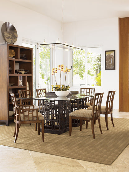 Ocean Club South Sea Dining Table With 84 X 48 Inch Glass Top By Tommy Bahama
