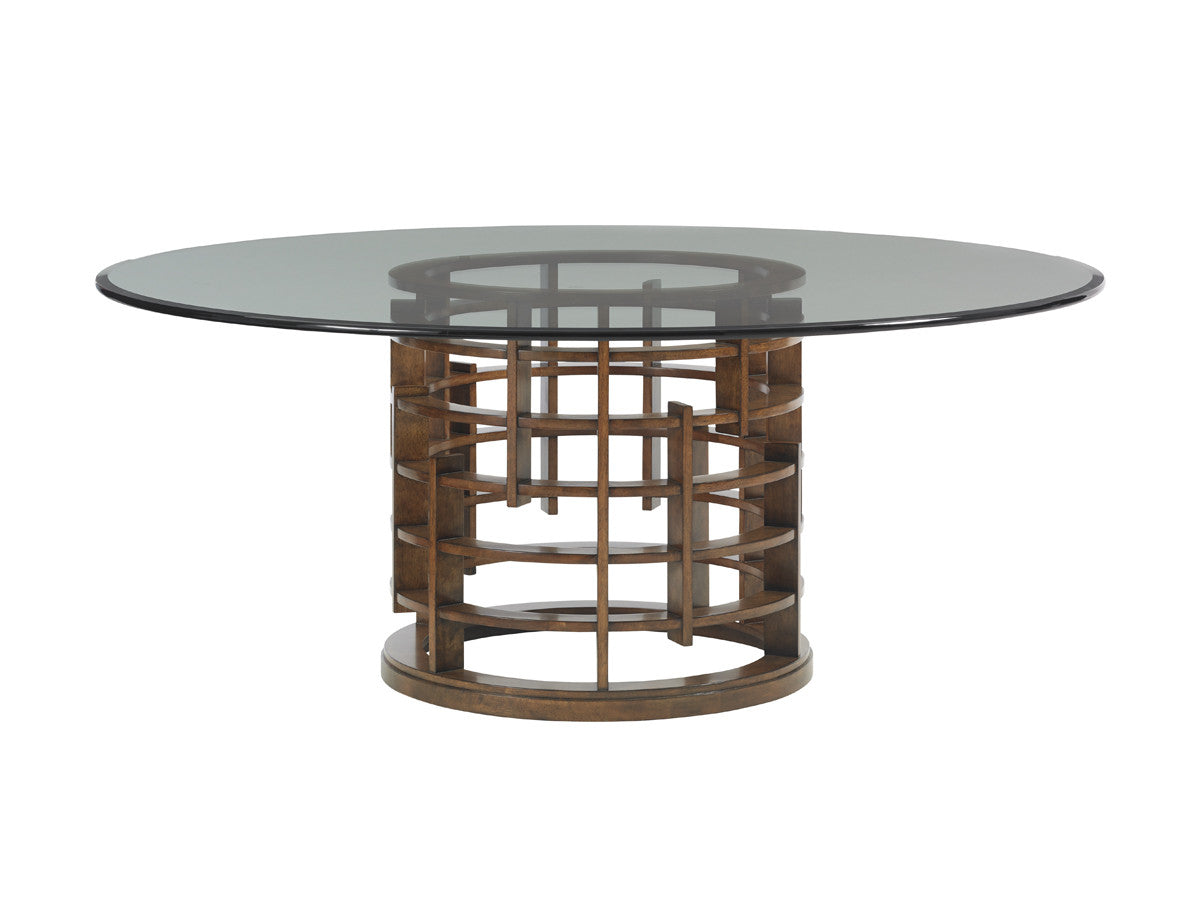 Island Fusion Meridien Round Dining Table With Glass Top by Tommy Bahama