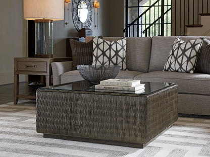 Seawatch Woven Cocktail Table Tempered Glass Top
