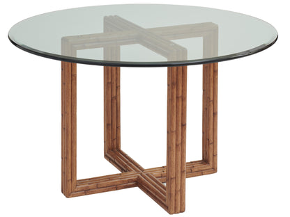 Carved Bamboo Sheridan Glass Top Dining Table