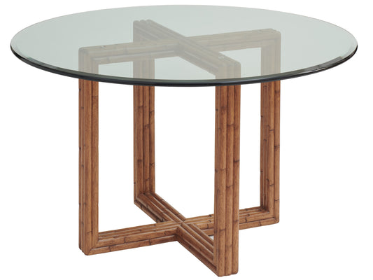 Carved Bamboo Sheridan Glass Top Dining Table