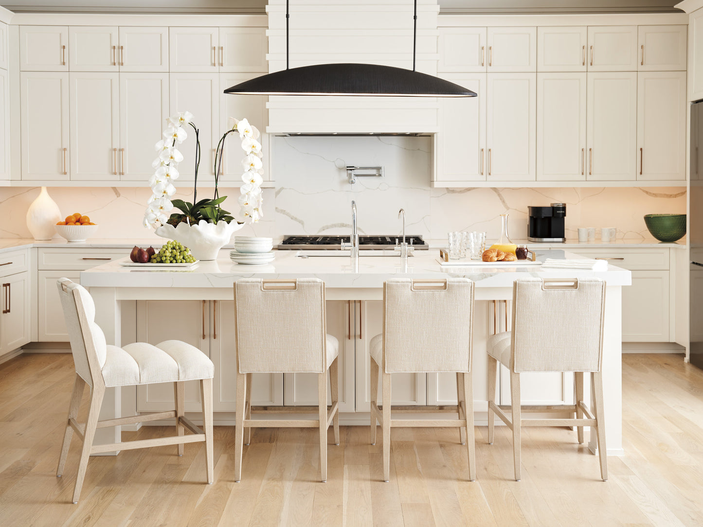 Sunet Key Greer Channeled Upholstered Counter Stool By Tommy Bahama