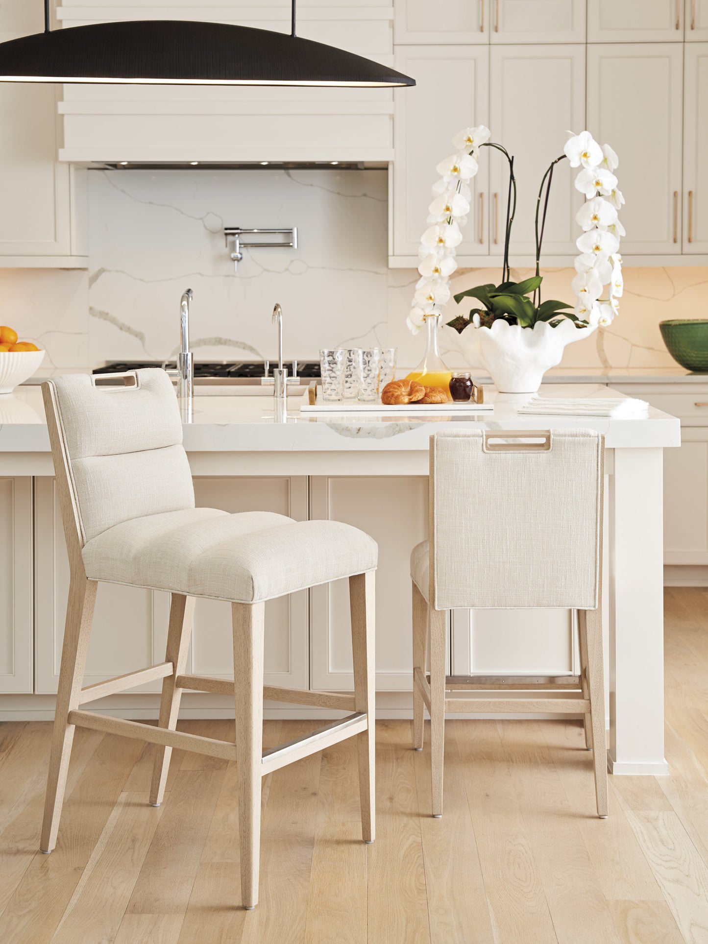 Sunet Key Greer Channeled Upholstered Bar Stool By Tommy Bahama