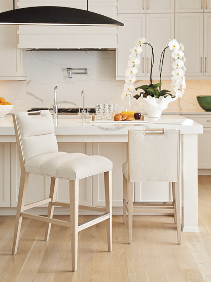 Sunet Key Greer Channeled Upholstered Bar Stool By Tommy Bahama