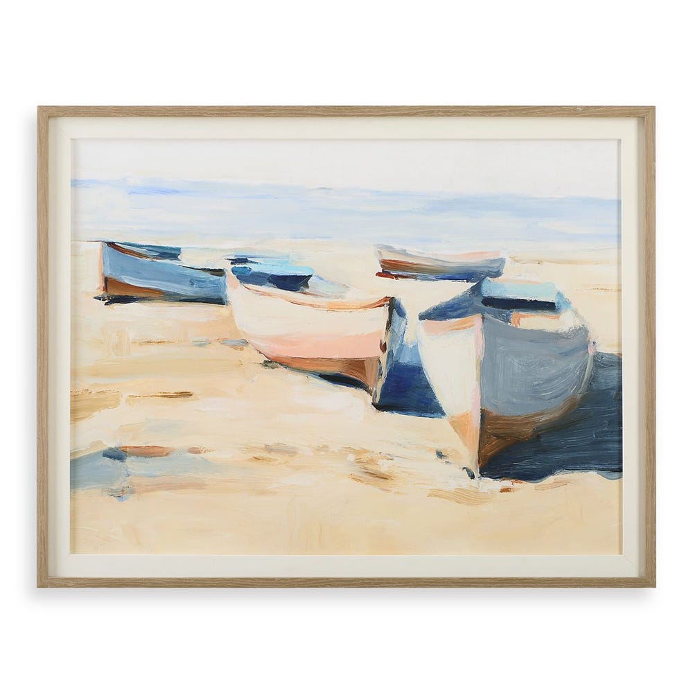 Beached Boats Framed Prints