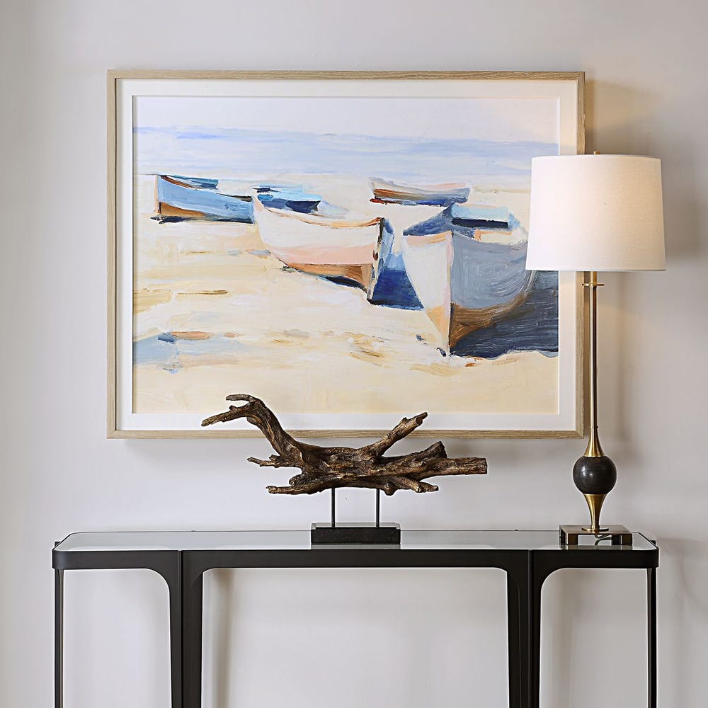 Beached Boats Framed Prints