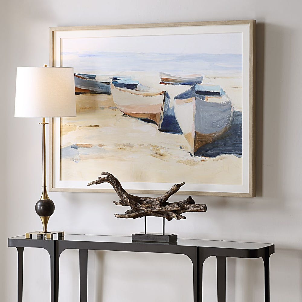 Beached Boats Framed Prints