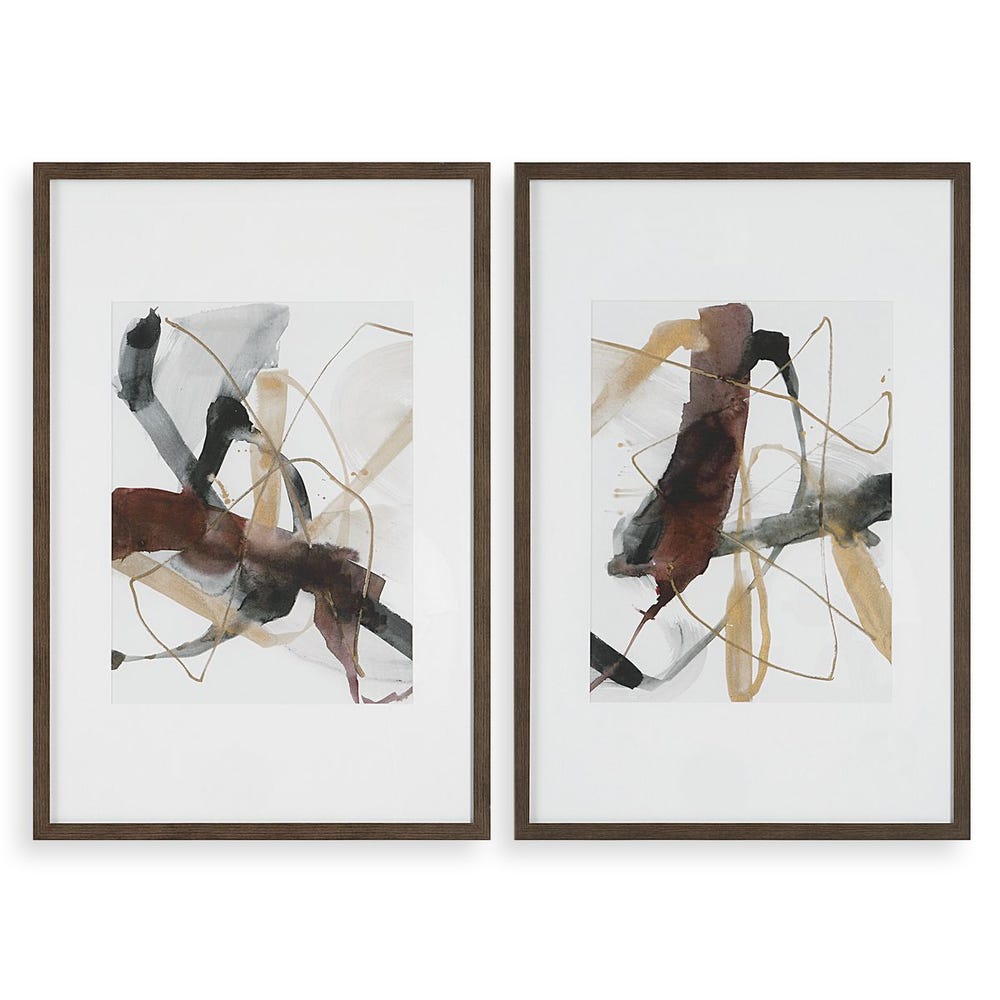 Burgundy Interjection Framed Prints, Set of 2