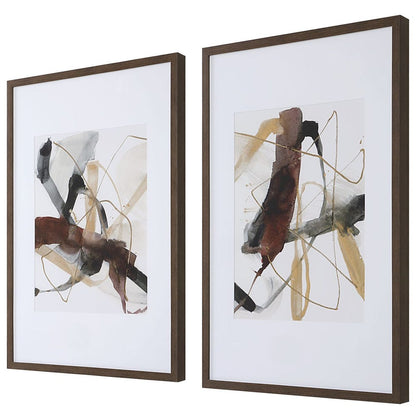 Burgundy Interjection Framed Prints, Set of 2