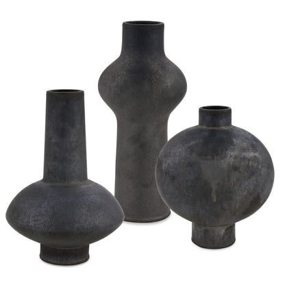 Charcoal Bloom Indoor-Outdoor Vases, Set of 3