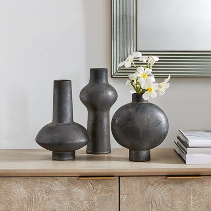 Charcoal Bloom Indoor-Outdoor Vases, Set of 3