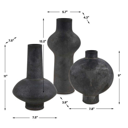 Charcoal Bloom Indoor-Outdoor Vases, Set of 3