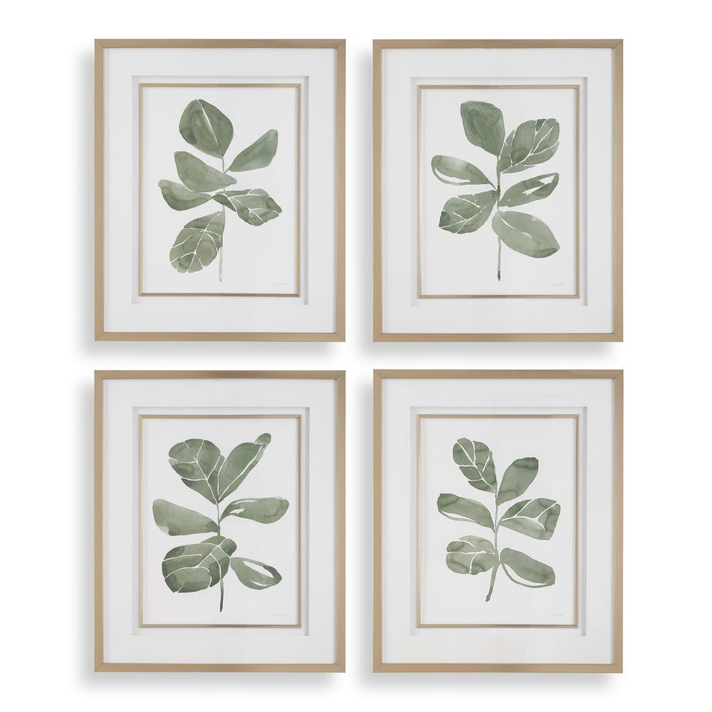 Fiddle Head Leaf Framed Prints, Set of 4