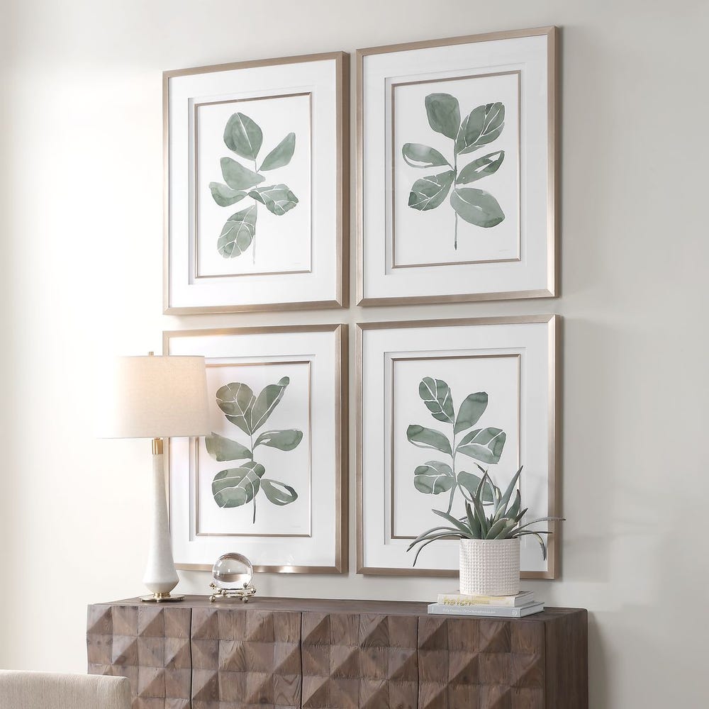 Fiddle Head Leaf Framed Prints, Set of 4
