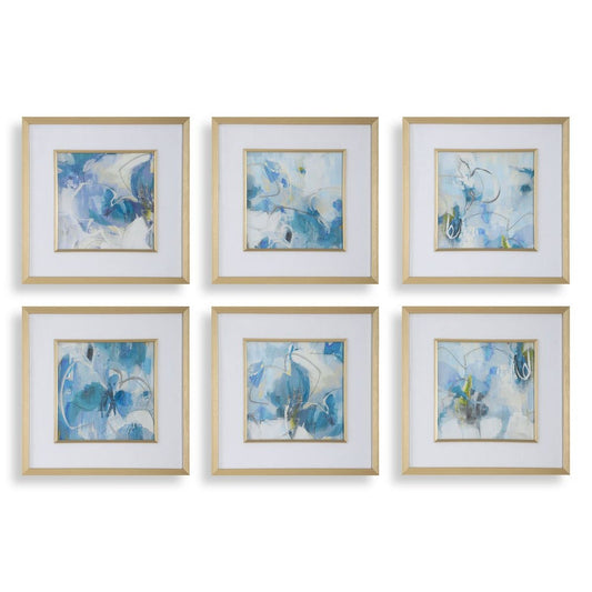 Fresh Start Framed Prints, Blue, Set of 6
