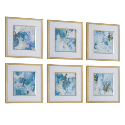 Fresh Start Framed Prints, Blue, Set of 6
