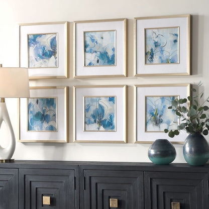 Fresh Start Framed Prints, Blue, Set of 6