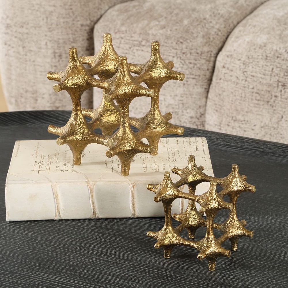 Gilded Connection Sculptures, Set of 2