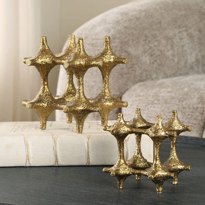 Gilded Connection Sculptures, Set of 2